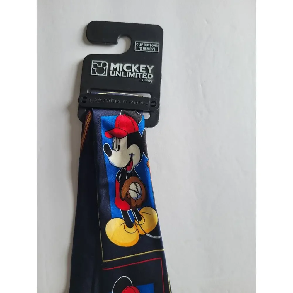 Mickey Unlimited Disney Mens 100% Silk Sporty Mickey Mouse Tie NWT Navy
